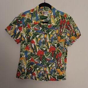 Vintage Aloha RepublicTropical Parrot Print Shirt Sz M